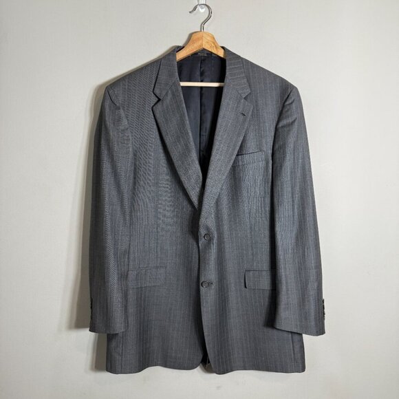 Hart Schaffner Marx Pinstripe Wool 2 Piece Suit Men's 46L Gray Gold Trumpeter - Picture 3 of 16